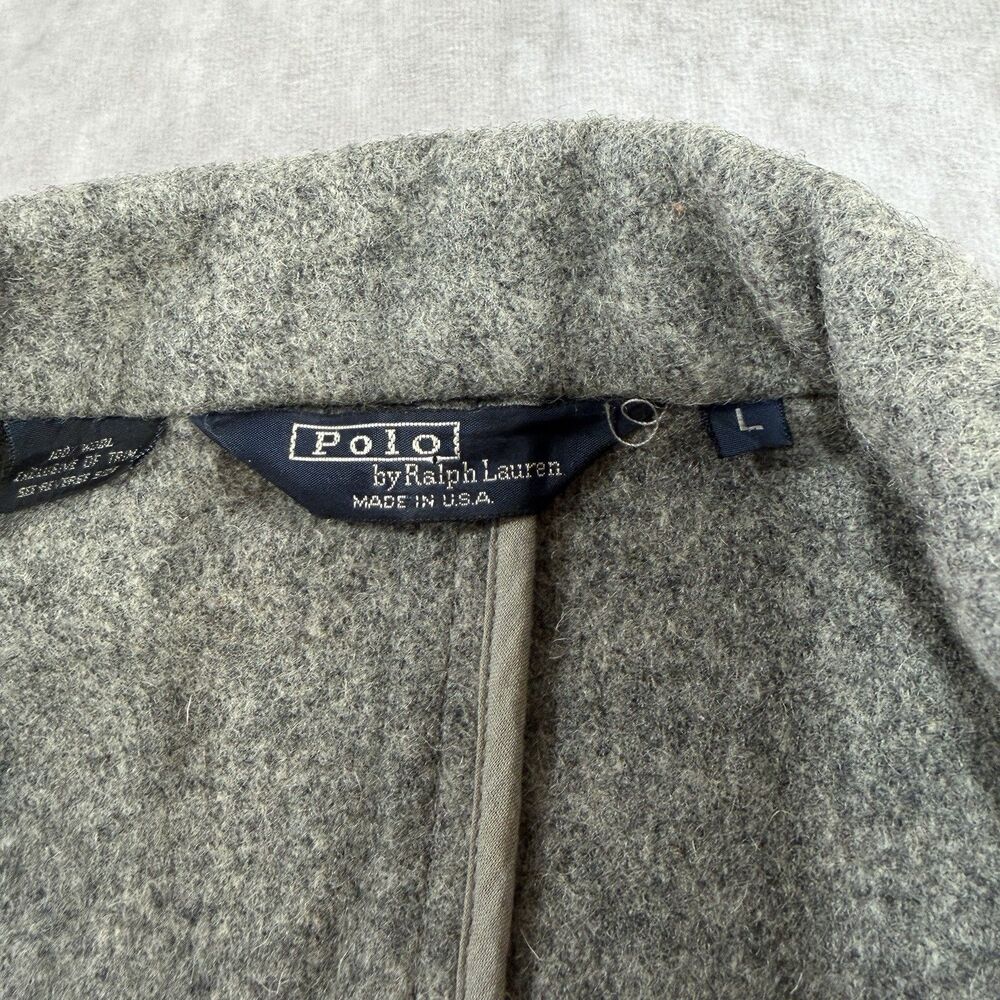 VTG 80s Polo Ralph Lauren Gray Wool Prep Crest Sportcoat Blazer Jacket L USA - Picture 8 of 16
